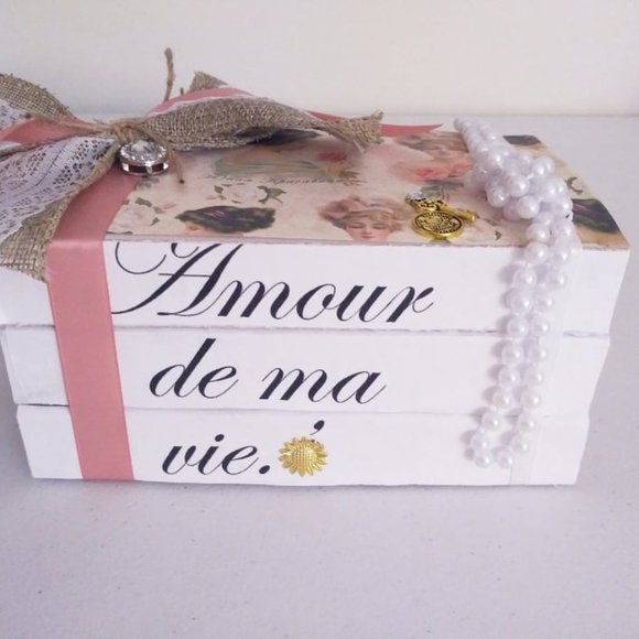 Romantic Shabby Chic Decorative Book Stack - Picture 2 of 2